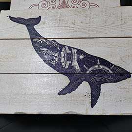 Звездный кит на досках УФ печать