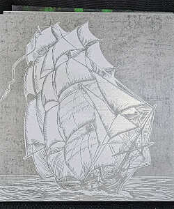 Пример печати белого корабля на керамограните